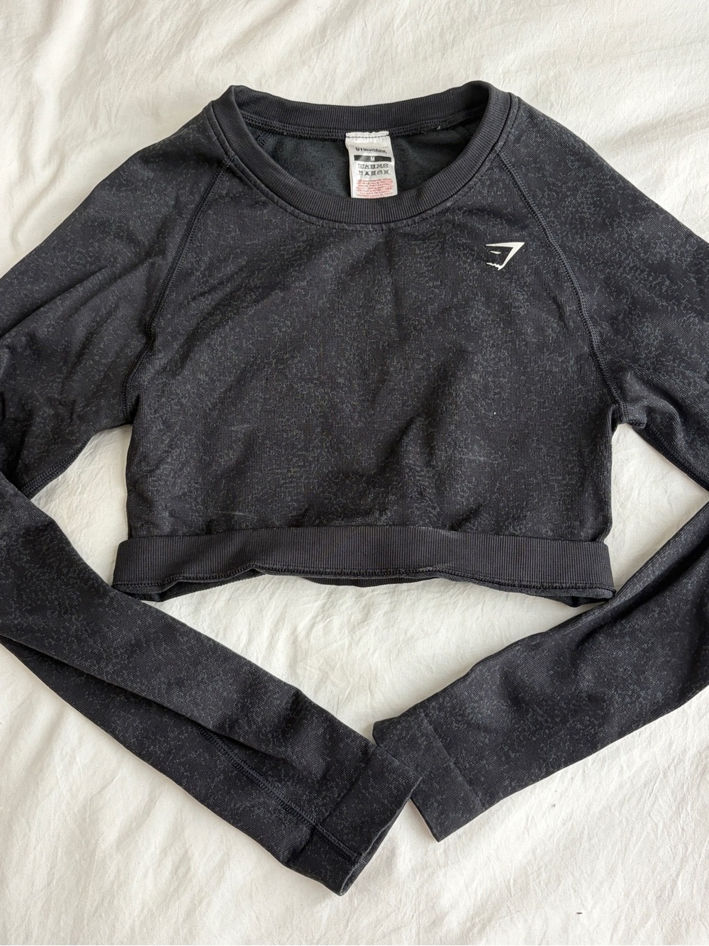 Gymshark Black Marled Long-Sleeve Cropped Top